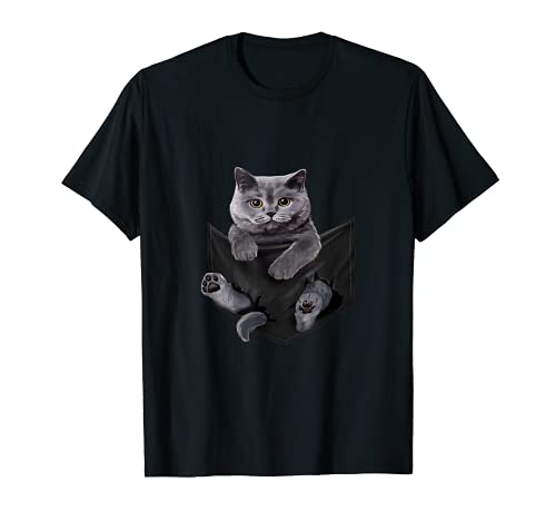 Cat Lovers British Shorthair In Pocket Funny Kitten Camiseta