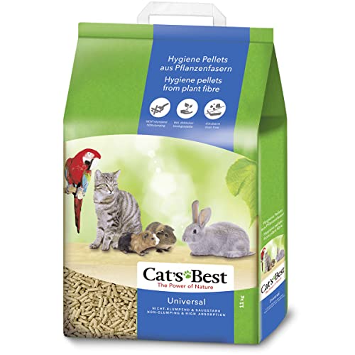 Cat's Best Arena para Gatos Universal 20L (11 kg). Arena para Pájaros, Conejos Biodegradable Sin Polvo. Lecho para Conejos Ecológico de Fibra Vegetal.