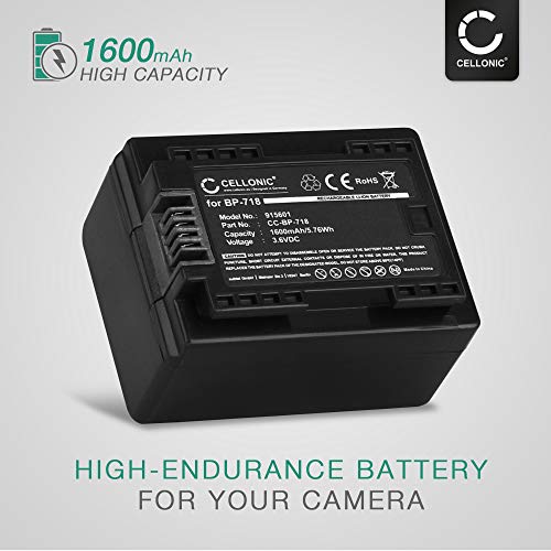 CELLONIC® Batería de Repuesto BP-718 BP-727 per Canon LEGRIA HF R306, HF R506, HF R57, HF R606, HF R706, VIXIA HF R52, 1600mAh, Accu Sustitución Camara, Battery
