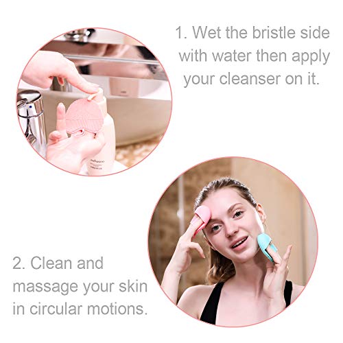 Cepillo corporal de silicona pura, depurador de ducha, guante de ducha de baño exfoliante suave con cepillo de limpieza facial manual súper suave (Gris + Verde)