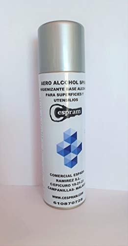 CESPRAM, Spray hidroalcohólico al 100% de alcohol,desinfectante de superficies,con propiedades antisépticas y virucidas. Secado rápido. Aero Alcohol,Envase de 650 ml