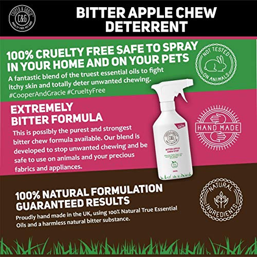 C&G Pets | Spray de manzana amarga sin masticar para perros | Detener la masticación del perro | Fórmula repelente antimasticable libre de alcohol para cachorros, gatos, caballos y mascotas roedores