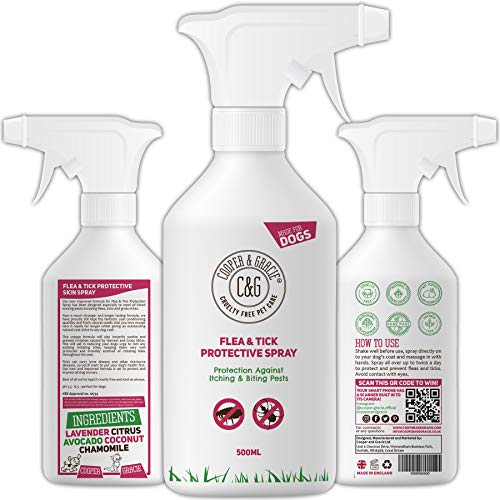 C&G Spray de protección contra pulgas y garrapatas para perros, no testado en animales