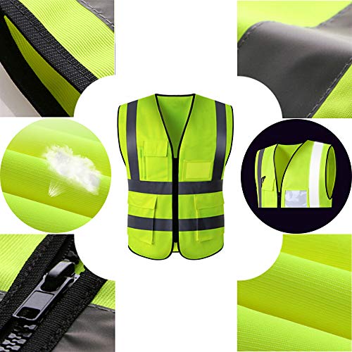 Chaleco de seguridad con 4 bolsillos reflectantes de alta visibilidad, chaleco de seguridad para el coche, chaqueta de seguridad para trabajo en carretera, con 4 bolsillos