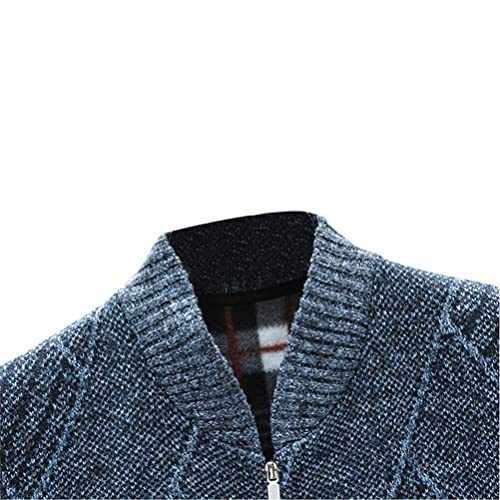 Chaleco suéter con Cuello en V para Hombre, cárdigan de Punto sin Mangas Informal, patrón de Diamante, Chaleco con Cremallera de Gran tamaño (C, XL)