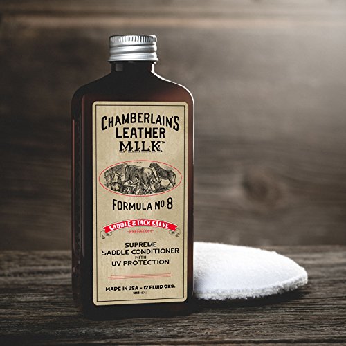 Chamberlain's Leather Milk - Saddle Soap No. 7 y Saddle & Tack Salve No. 8 - Set de Limpiador y acondicionador Naturales - para Restaurar el Cuero de Bridas y monturas - con 2 esponjas