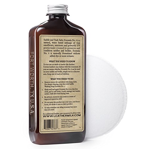 Chamberlain's Leather Milk - Saddle Soap No. 7 y Saddle & Tack Salve No. 8 - Set de Limpiador y acondicionador Naturales - para Restaurar el Cuero de Bridas y monturas - con 2 esponjas