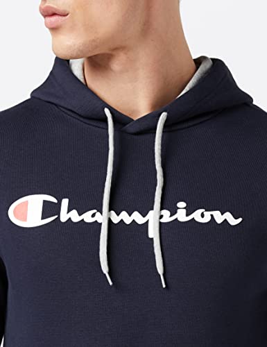 Champion Classic Logo Hooded Sweatshirt Sudadera con Capucha, Azul Marino, S para Hombre