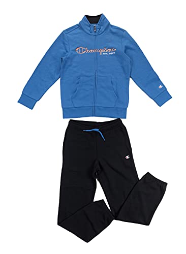 Champion Conjunto de chándales para niño con cremallera completa Traje de algodón atlético con capucha Pantalones nuevos, Azul/Negro, 116 cm