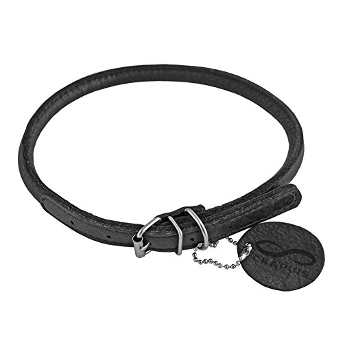 CHAPUIS SELLERIE SLA669 Collar Ajustable Redondo Soft para Perro - Cuero Negro - Diámetro 6 mm - Largo 25-33 cm - Talla S
