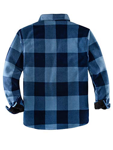 Chaqueta de franela con forro de borreguillo cálido para hombre (toda la chaqueta con forro de borreguillo), Azul / Patchwork, Medium