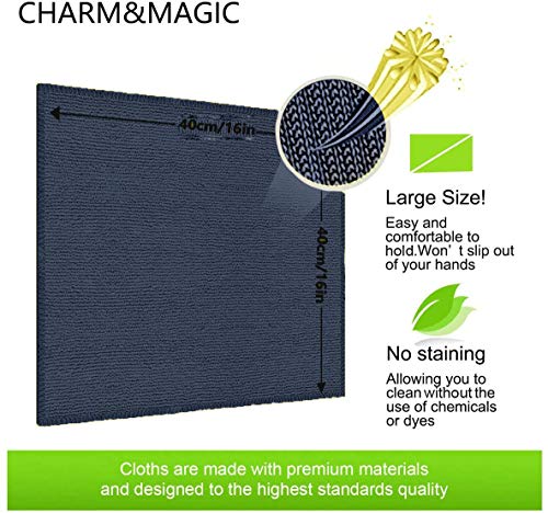 CHARM & MAGIC Paños de Limpieza de Microfibra para Polvo Cocina Cuadros Espejos Oficina Coche Pack de 10 (30 x 40 cm)
