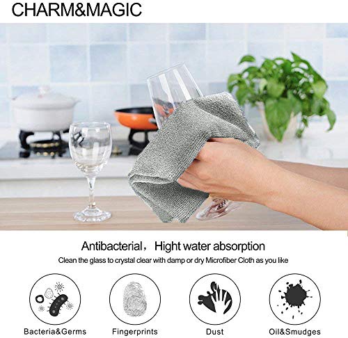 CHARM & MAGIC Paños de Limpieza de Microfibra para Polvo Cocina Cuadros Espejos Oficina Coche Pack de 10 (30 x 40 cm)