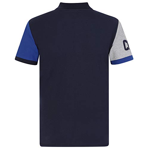 Chelsea FC - Polo Oficial para Hombre - con el Escudo del Club - Azul Marino - Mangas en Contraste - XXL
