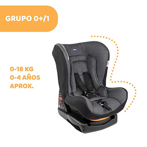 Chicco 07079163500000 - Chicco Cosmos - Silla de coche reclinable para bebés de 0-18 kg, grupo 0+/1 para niños de 0-4 años, cojín reductor para bebés, acolchado suave, color gris (Ombra), unisex