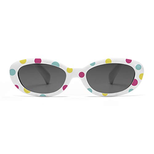 Chicco - Gafas de Sol Infantiles Para Bebés De 0 meses, Con Montura flexible y Lentes Anti Arañazos, Color Blanco, Estampado Puntos