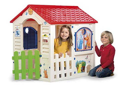 Chicos - Country Cottage Casita Infantil de Exterior e Interior | Fabricada en plástico Resistente y Duradero | Color Beige con tejado Rojo | Medidas 84 x 103 x 104 cm (89607)