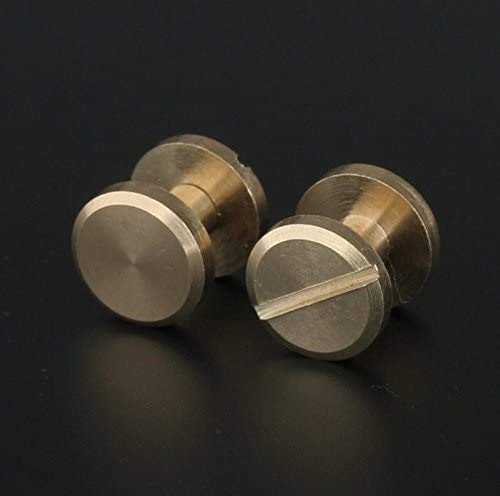 Chiloskit - 10 remaches de botón de latón de 6 mm con tornillo de cierre de tuerca, de cuero, latón y cobre, para manualidades, tornillos sólidos, remaches, doble cinturón de cabeza plana