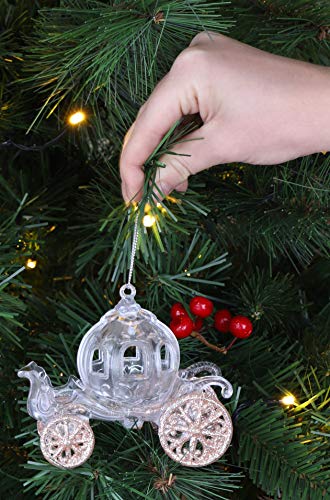 Christmas Concepts® 10cm Brillo Decorado Princesa Carruaje Decoración (Oro Rosa, 1)