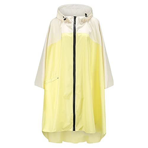 Chubasquero para mujer, impermeable, para bicicleta, senderismo, poncho de lluvia largo: chubasquero de manga larga con cremallera, chaqueta de lluvia ligera con capucha, chaqueta exterior para lluvia