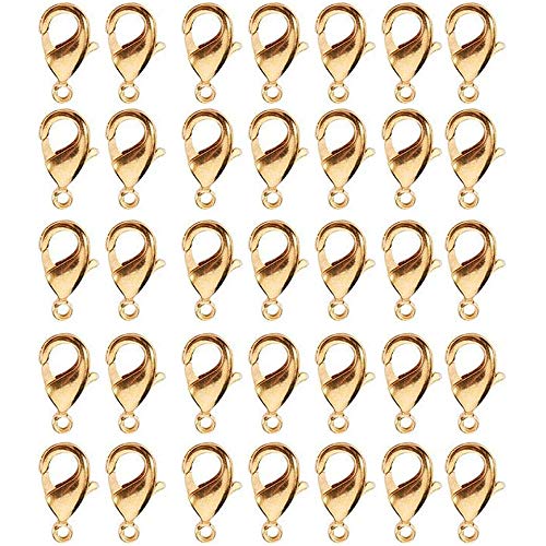 Cierres de Langosta,100 Piezas de Aleación Cierres de Pinza de Langosta para Hacer Joyas Artesanales DIY Collar Pulsera Resultados(Dorado 10 mm）