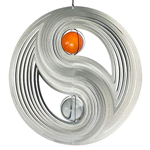 CIM Deco de Acero Inoxidable - Orbit Yin Yang 300 - Ø 300 mm - Incluye Cuerda de Nailon, Gancho y rodamiento de Bolas Giratorio.