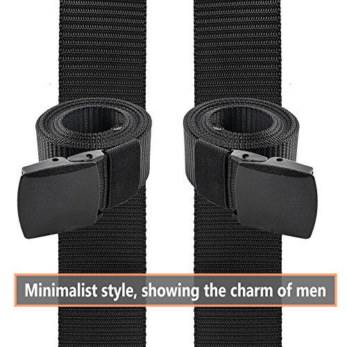 Cinturón de cintura de nylon táctico militar de la correa de los hombres del paquete 2 Cinturón de la correa de nylon al aire libre de 1.5 " (Negro + Negro)