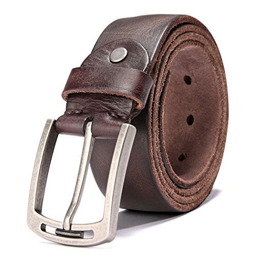 Cinturón de cuero HZHY para hombre, con hebilla antiarañazos, ideal para usar con vestimenta informal, vaqueros y ropa de trabajo, hombre, Type 1-2, 115cm ( Waist 30''- 39'' )