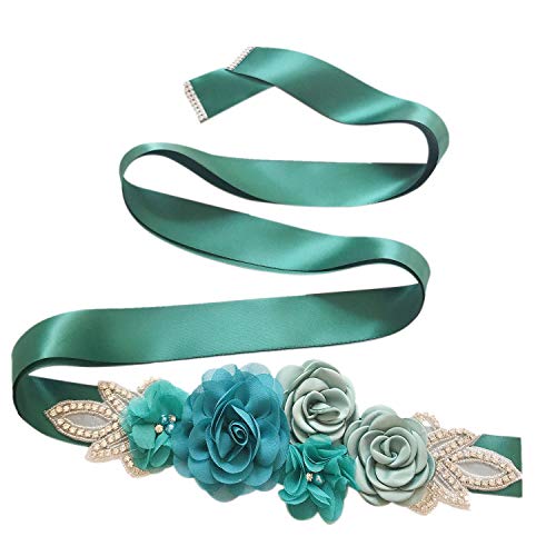 Cinturón de mujer con cristales brillantes para boda, flores, cinturón de perlas, banda de satén, cinturón para joyas, vestido de noche, dama de honor, cinturón de novia, accesorio