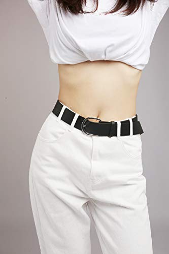 cinturón de mujer monocolor 110CM,Cinturón de hombre y mujer,Moda elemento de aleación,Con jeans,estilo clásico (Negro)