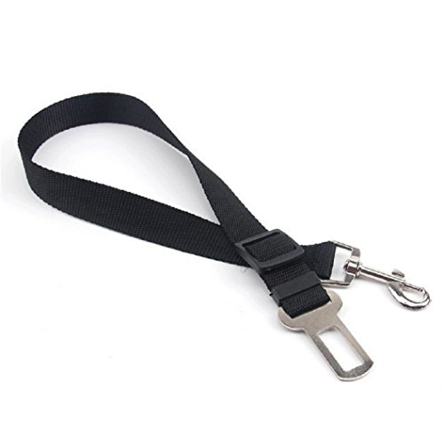 Cinturón de Seguridad para Perros, Lomire Cinturón Ajustable de Nylon para Trasportar Mascotas de Viajes Cinturón de Perros de Asiento de Coche Color Negro