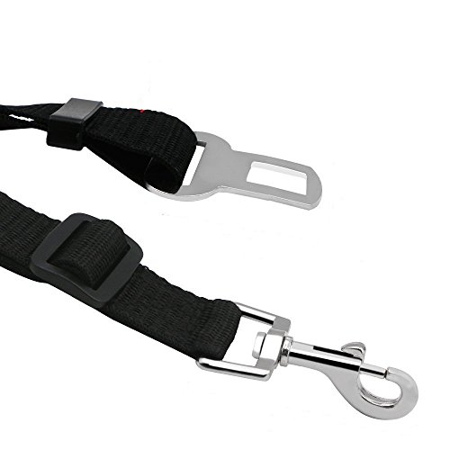Cinturón de Seguridad para Perros, Lomire Cinturón Ajustable de Nylon para Trasportar Mascotas de Viajes Cinturón de Perros de Asiento de Coche Color Negro
