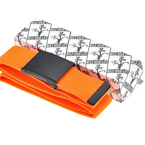Cinturón de tela de hasta 132 cm con hebilla militar de color negro sólido (16 opciones de color y paquete combinado). Naranja naranja