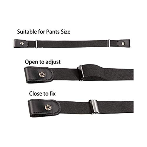 Cinturón Elástico Sin Hebilla,2 Piezas Unisex Invisible Cinturón Ajustable para Jeans Pantalones Vaqueros Negro/Caqui 80cm