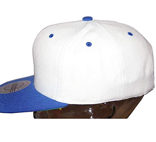 City Hunter - Gorra de béisbol con visera plana en dos tonos, gorra de béisbol ajustable Blanco/Azul real. Taille unique