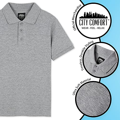 CityComfort Polo Niño, Camisetas De Manga Corta para Chico, Ropa Niño Y Adolescente De 3-16 Años (Gris, 9-10 años)