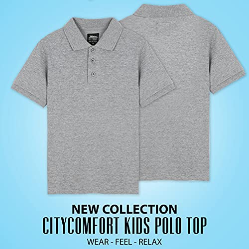 CityComfort Polo Niño, Camisetas De Manga Corta para Chico, Ropa Niño Y Adolescente De 3-16 Años (Gris, 9-10 años)