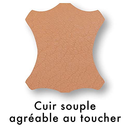 Clairefontaine 410004C - Grande Trousse, Pochette 2 compartiments 22x11cm en Véritable Cuir d'Agneau, Naturel