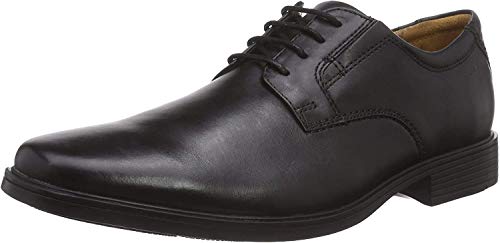 Clarks Tilden Plain, Zapatos de Cordones Derby Hombre, Negro (Black Leather), 48 EU