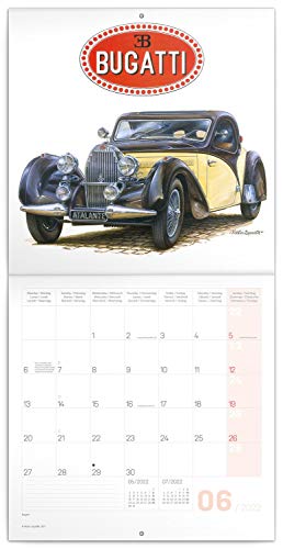 Classic Cars - Calendario de pared 2022, diseño de coches clásicos con calendario mensual, folleto, calendario de coche, 30 x 30 cm (30 x 60 abierto)