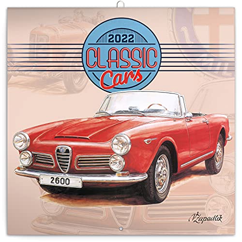 Classic Cars - Calendario de pared 2022, diseño de coches clásicos con calendario mensual, folleto, calendario de coche, 30 x 30 cm (30 x 60 abierto)