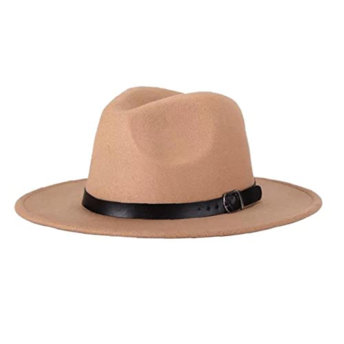 Classic Wide Fedora Hat Sombrero Plano Panamá Fedora Hats Wide Flat Fieltro Sombrero Jazz Paño Lana para Rendimiento del Partido Playa