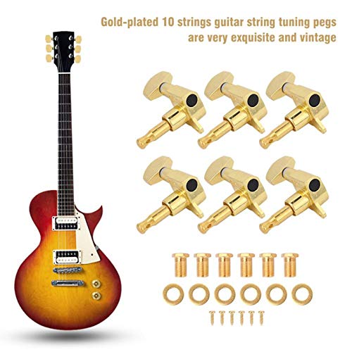 Clavijas de afinación de cuerdas de guitarra chapadas en oro de 10 cuerdas, clavijas de guitarra de cabeza cuadrada, afinadores, cabeza de máquina, piezas de guitarra para guitarra acústica