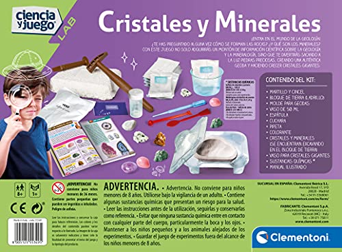 Clementoni-55349 - Cristales y Minerales - juego científico a partir de 8 años