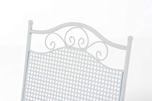 CLP Silla De Terraza Plegable Kiran En Hierro Forjado | Silla De Exterior Estilo Rústico | Silla De Jardín con Adornos Medievales | Color:, Color:Blanco