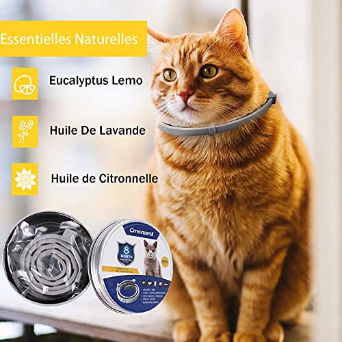 Cmonami Collares antipulgas para gatos - Collar Anti Pulgas y Garrapatas Hasta,8 meses de protección ajustable e impermeable Collar antipulgas - 38cm