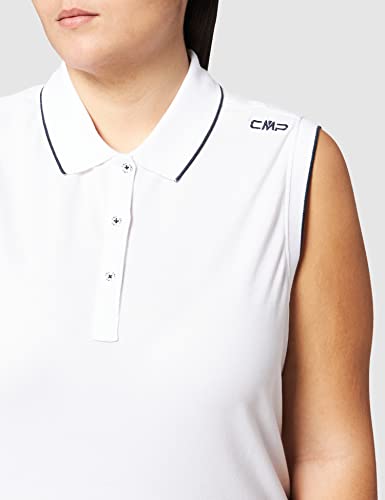 CMP Polo elástico sin Mangas para Mujer, Mujer, Camiseta, 39D8386, Blanco, 36
