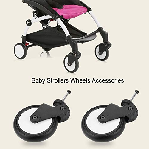 Cochecitos de bebé Ruedas de goma, Cochecitos de bebé Ruedas delanteras/traseras Accesorios de repuesto para Yoya Vovo Wheel Carruaje para niños con herramientas(1 Pair Front Wheel)