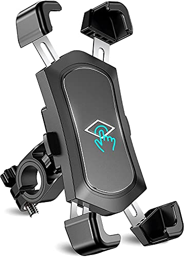 Cocoda Soporte Movil Bicicleta, 360° Rotación Soporte Movil Moto Desmontable, Acero Inoxidable Anti Vibración Soporte Movil Bici Compatible con iPhone 13/12/11/SE, Samsung S20 y Otro 4.5-7.2" Móvil
