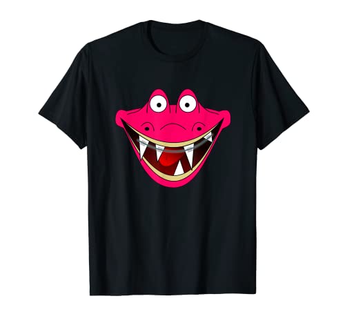 Cocodrilo rosa divertido con tirantes dentales Camiseta